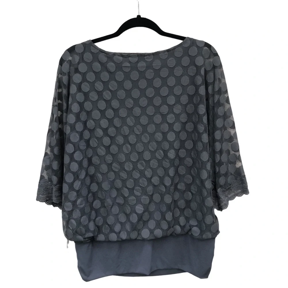 Alfani Gray Sheer Circle Patterned Blouson Top size 1X - Picture 6 of 7